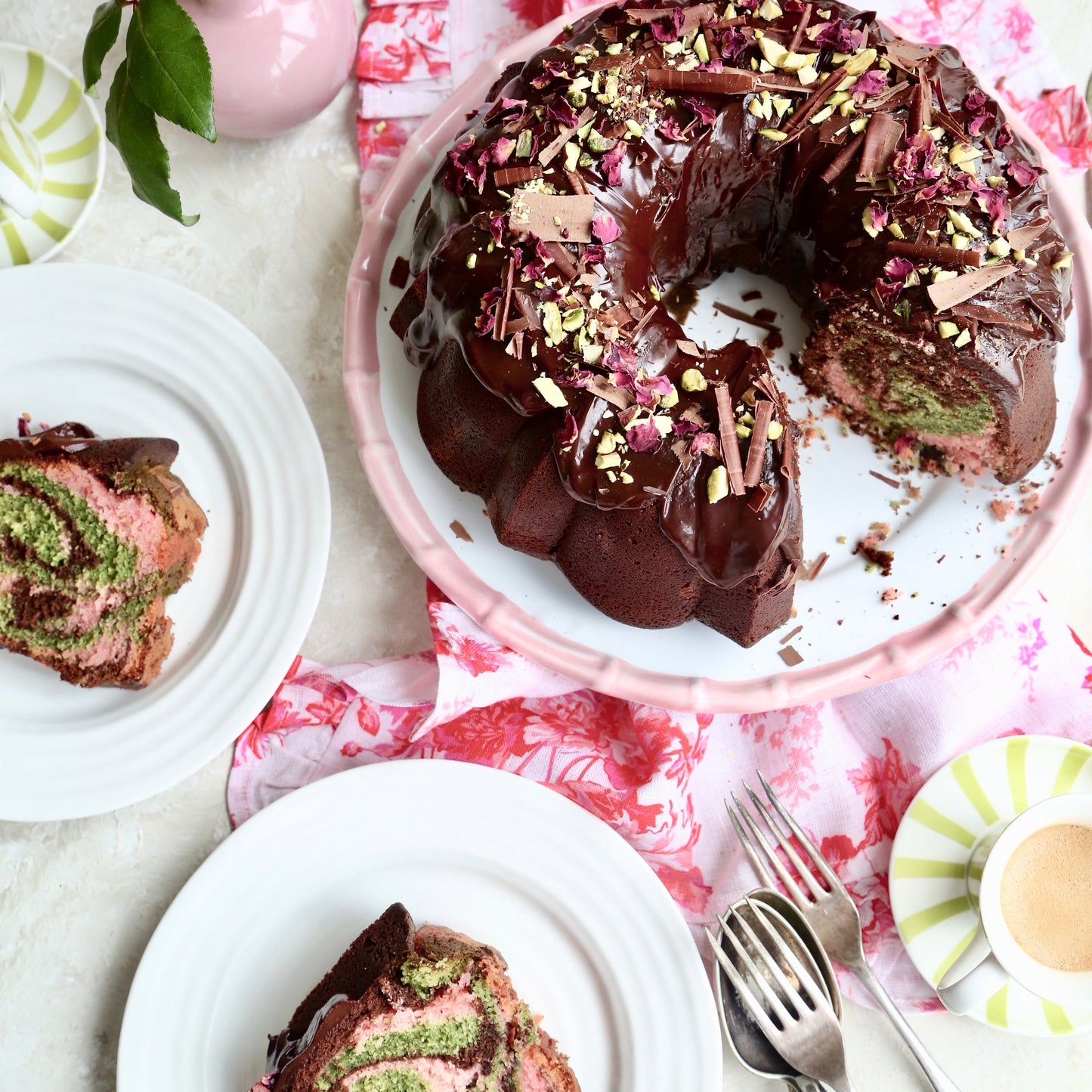 Chocolate, Rose & Pistachio Bundt