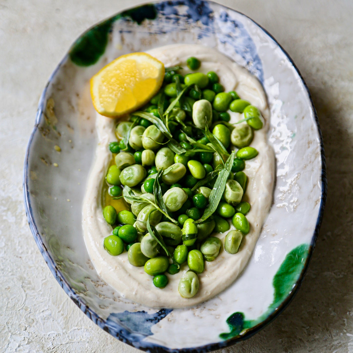 Broad Beans with Tarragon & Tahini Yoghurt